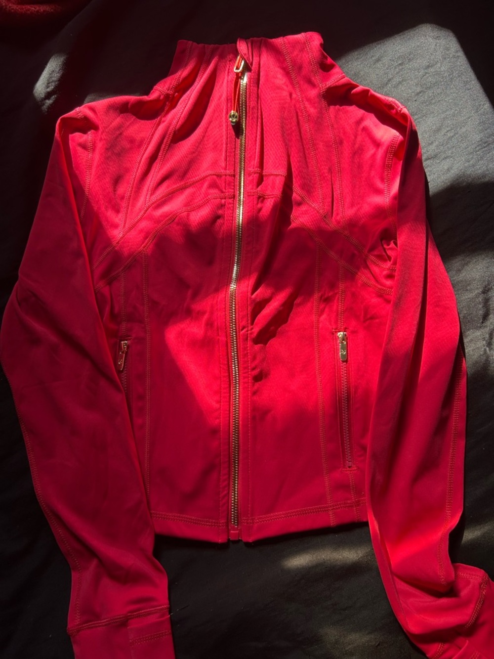 Lululemon Women’s Red Gold Zipper Active Cropped Jacket 4